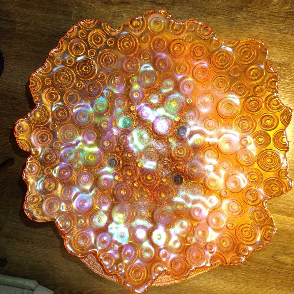 Iridescent Orange Glass Art Bowl